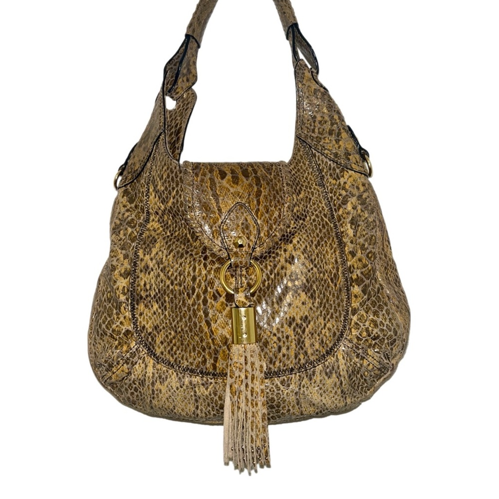 OR by OrYANY Genuine Anaconda Snake Tassel Brown Hobo Bag
